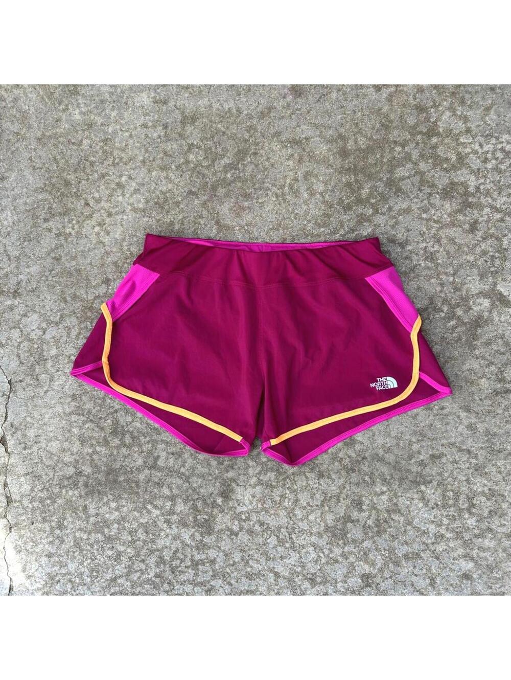 The North Face Women's Athletic Running Shorts Purple & Pink & Yellow Trim (L)